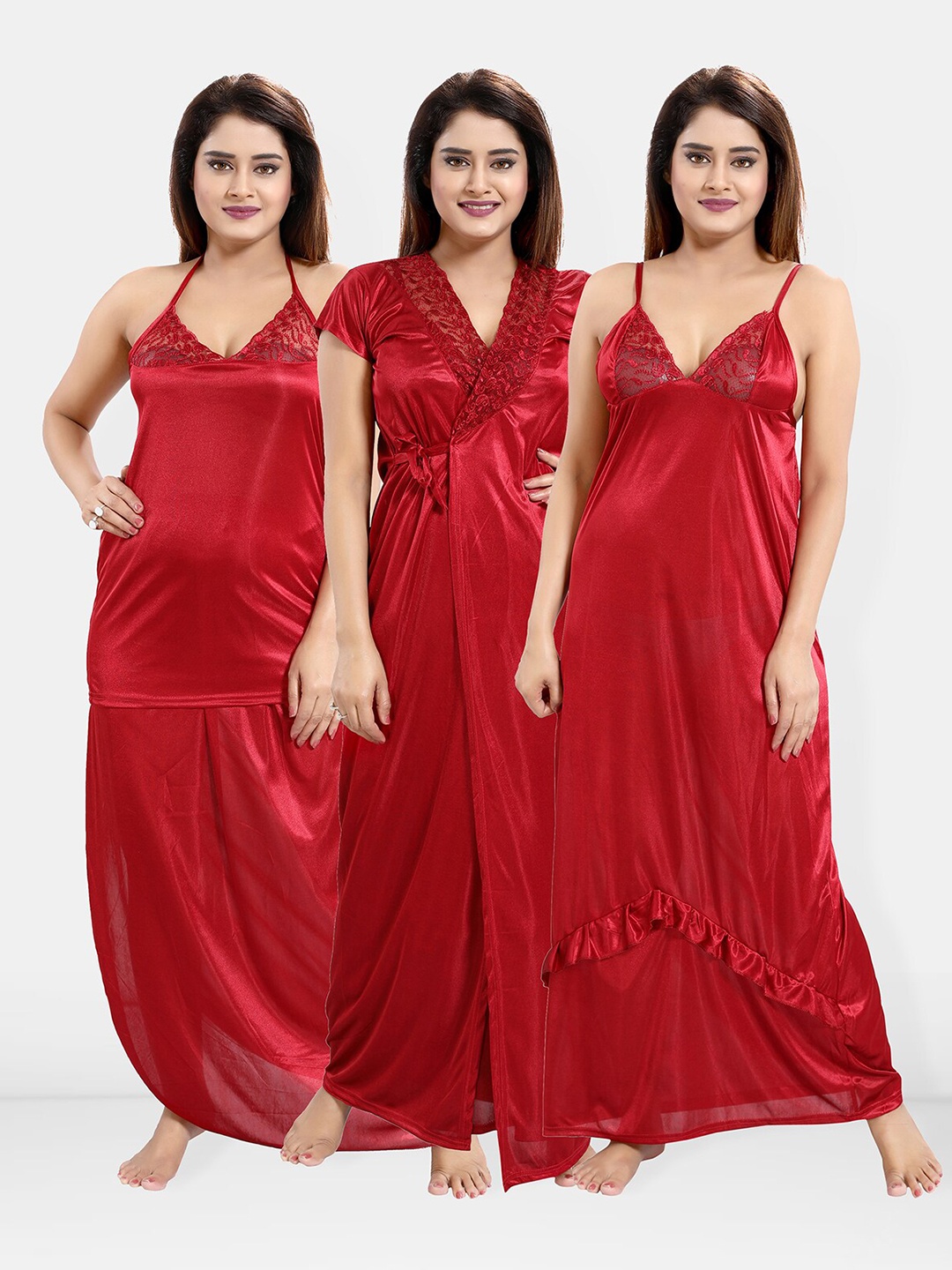 

Be You Pack of 4 Nightdress, Maroon