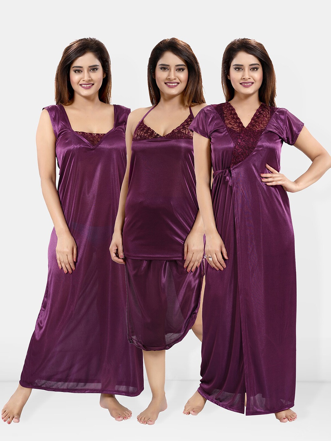 

Be You Pack of 4 Nightdress, Purple