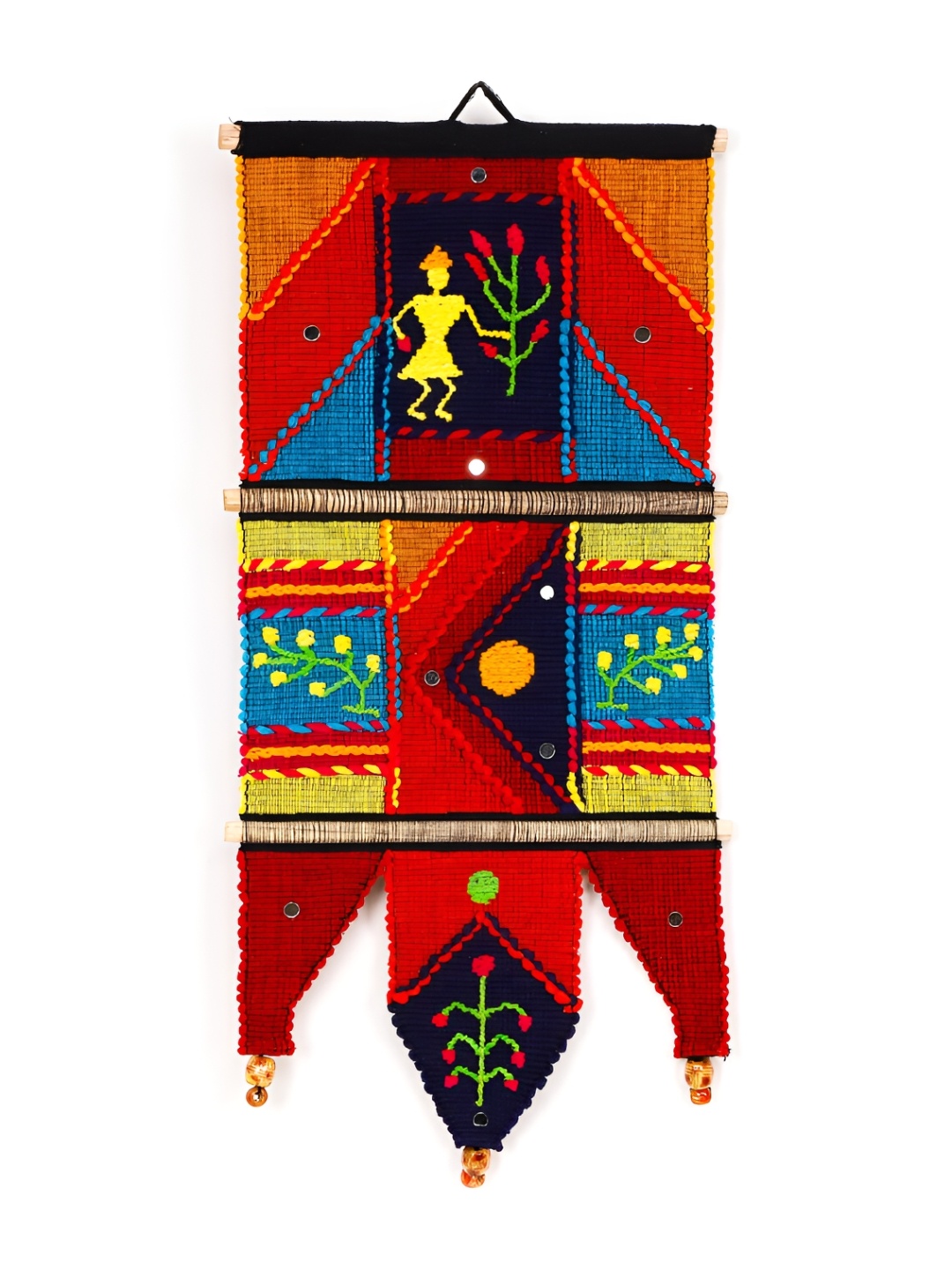 YWULY Red & Blue Patterned Cotton Tapestry Wall Decor