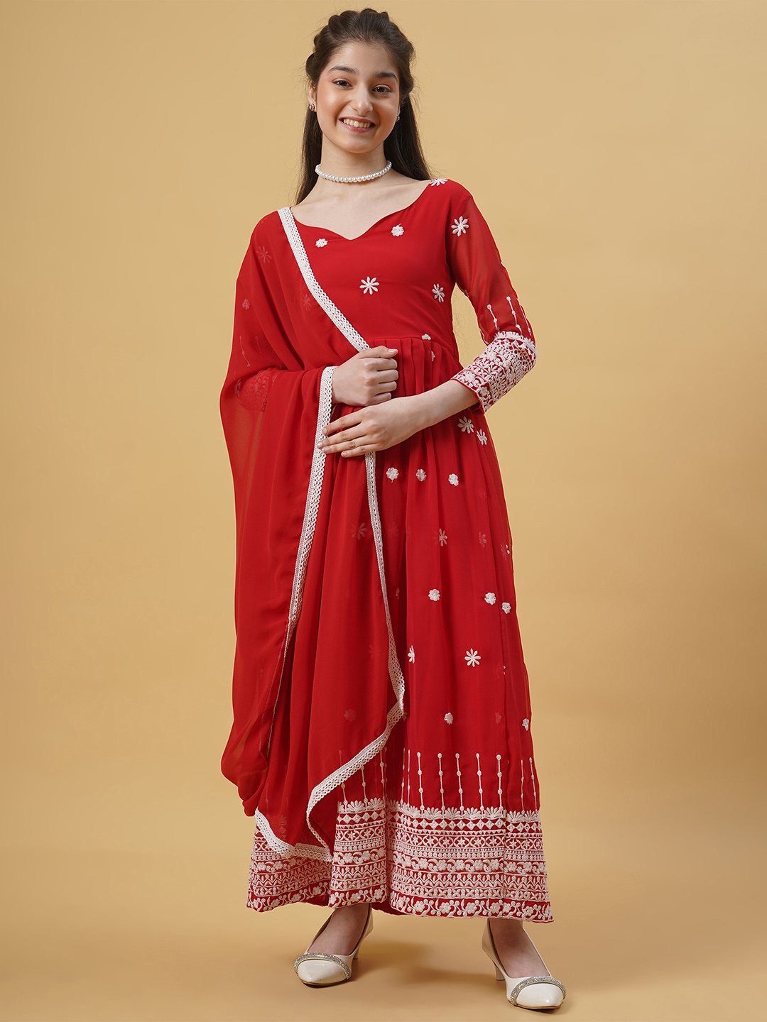 

Kedar Fab Ethnic Motifs Print Maxi Dress, Red