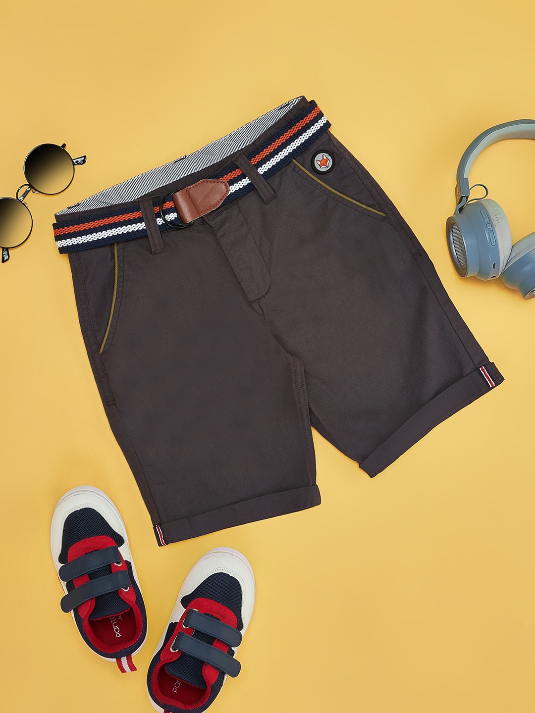 Pantaloons Junior Boys Pure Cotton Shorts, Charcoal