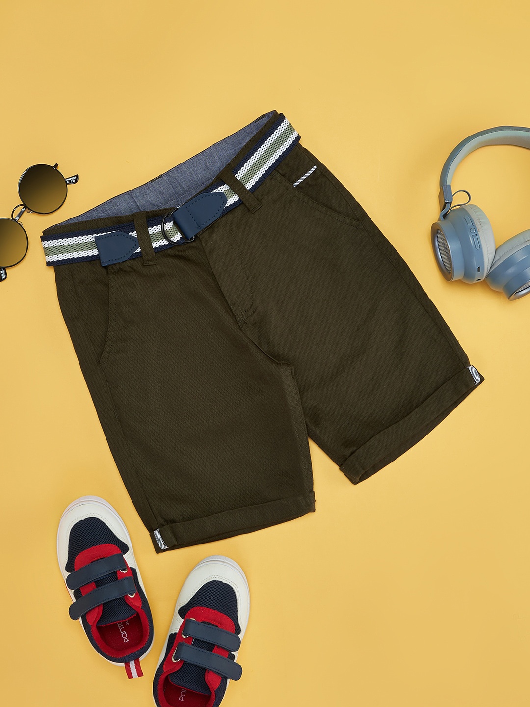 

Pantaloons Junior Boys Mid-Rise Shorts, Olive