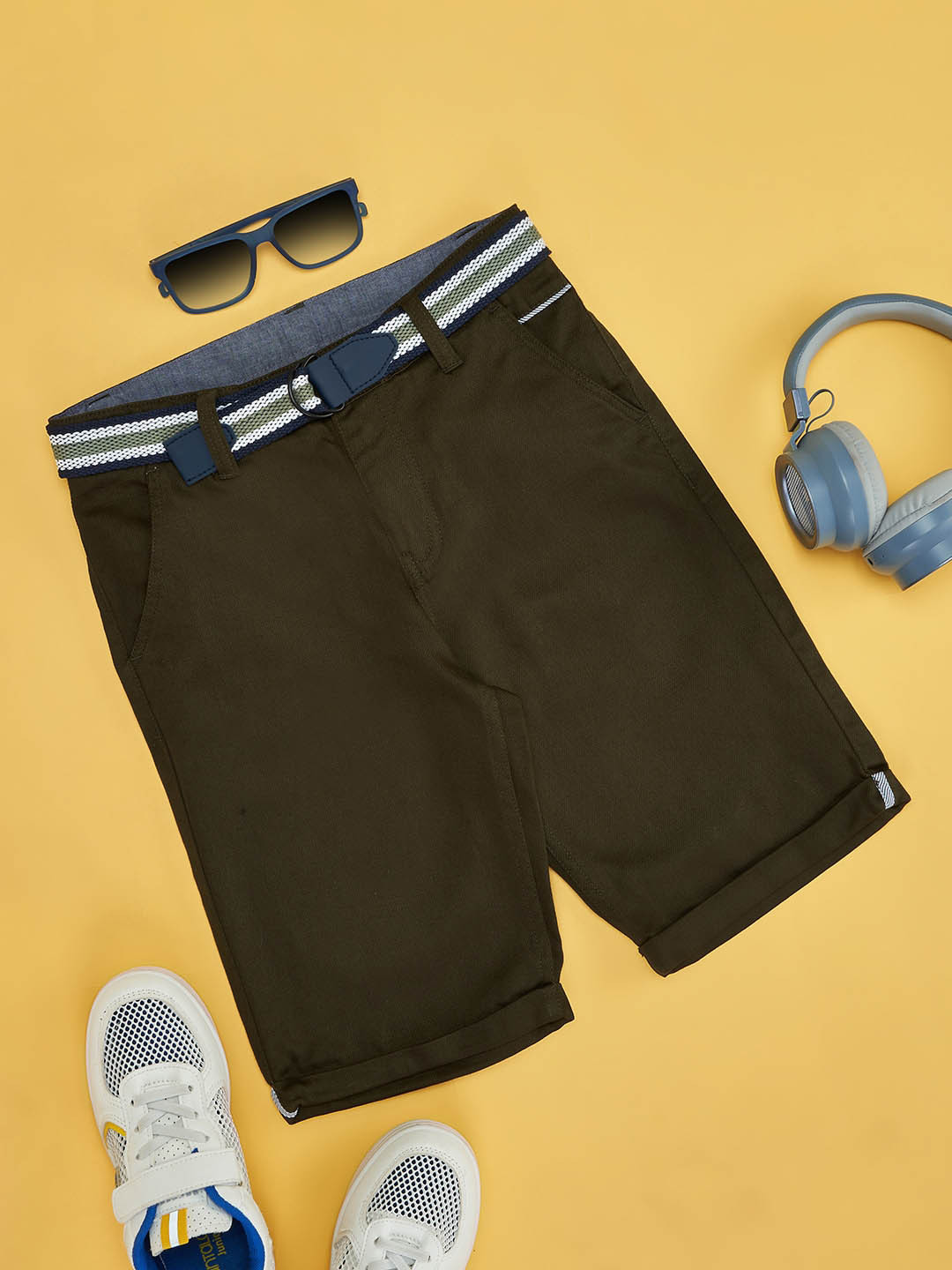 

Pantaloons Junior Boys Mid-Rise Shorts, Olive