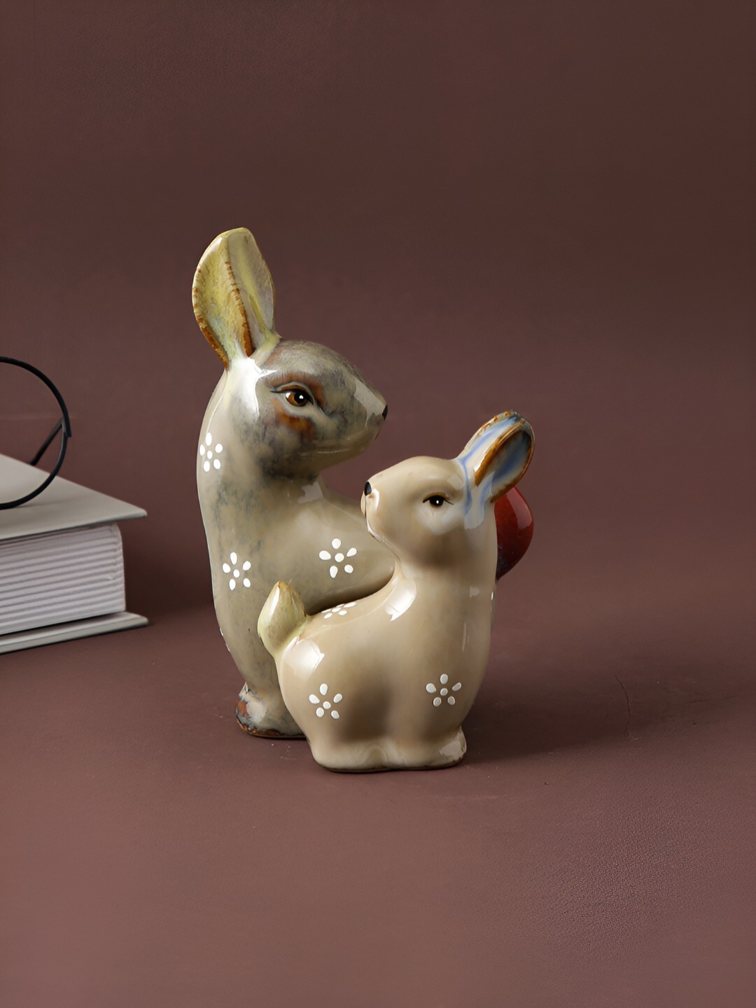 

Aura Cream-Coloured 2 Pcs Cute Ceramic Rabbit Showpieces