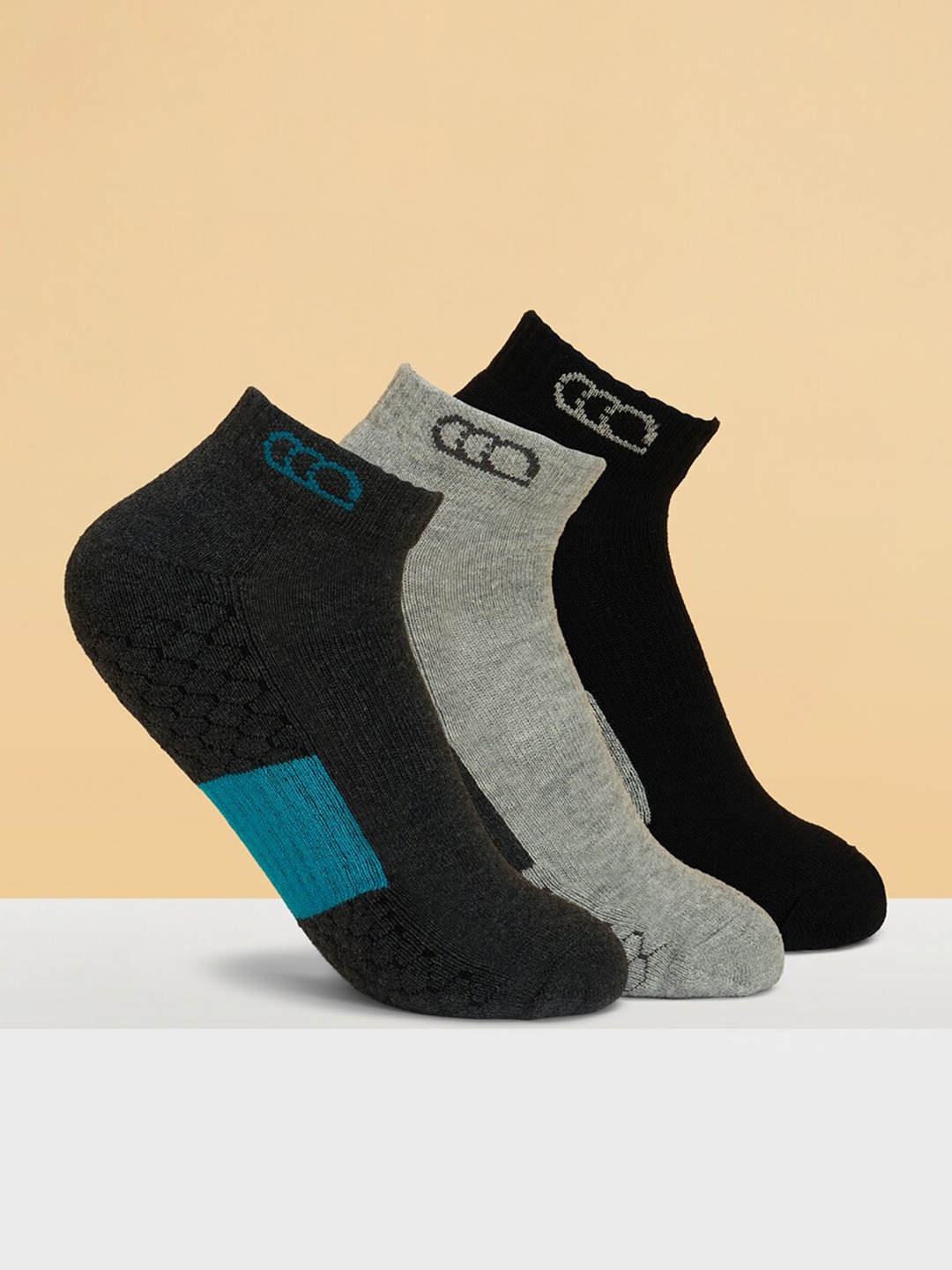 

Ajile by Pantaloons Men Pack Of 3 Patterned Ankle Length Socks, Grey melange