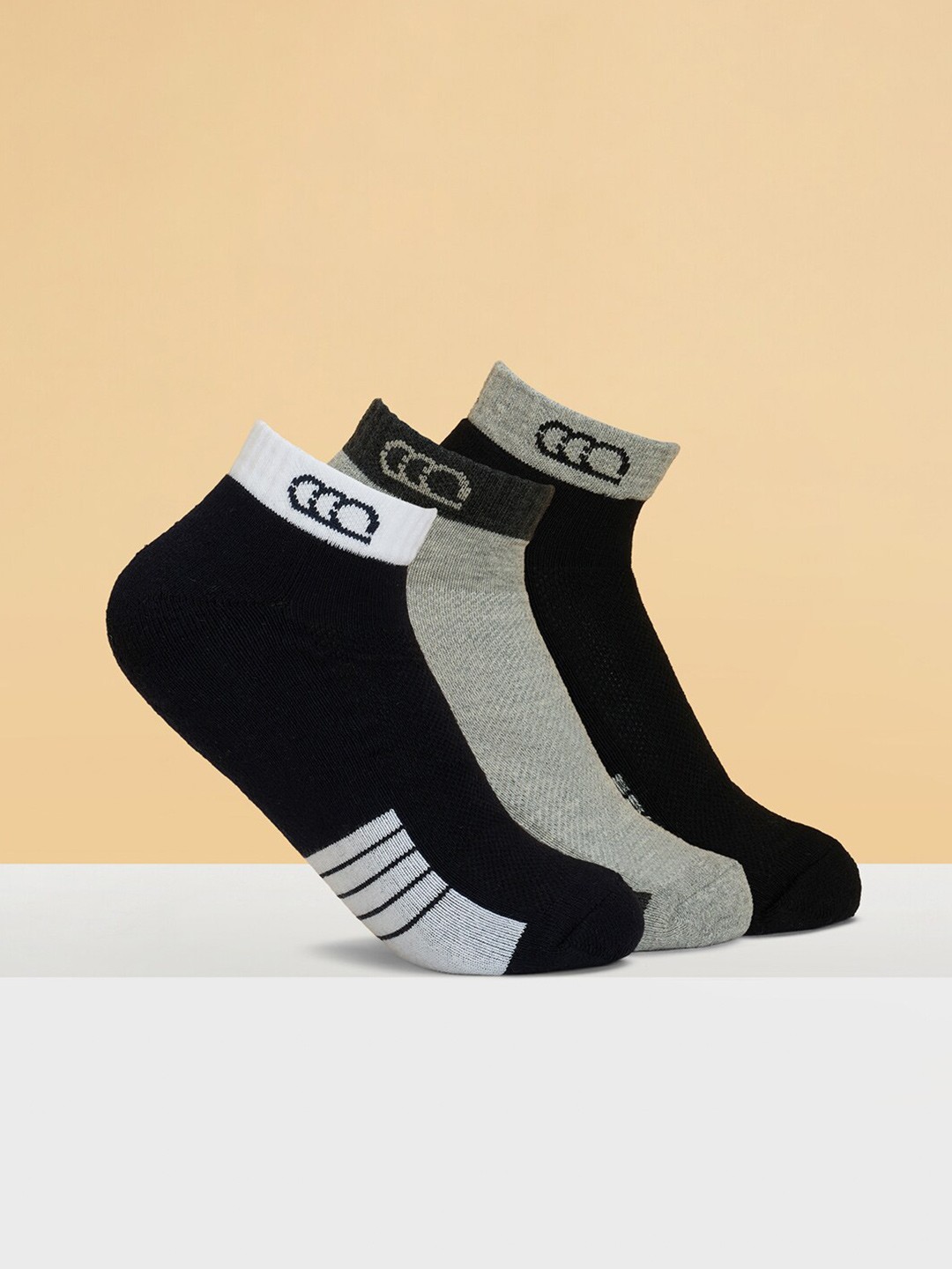 

Ajile by Pantaloons Men Pack Of 3 Patterned Ankle Length Socks, Black