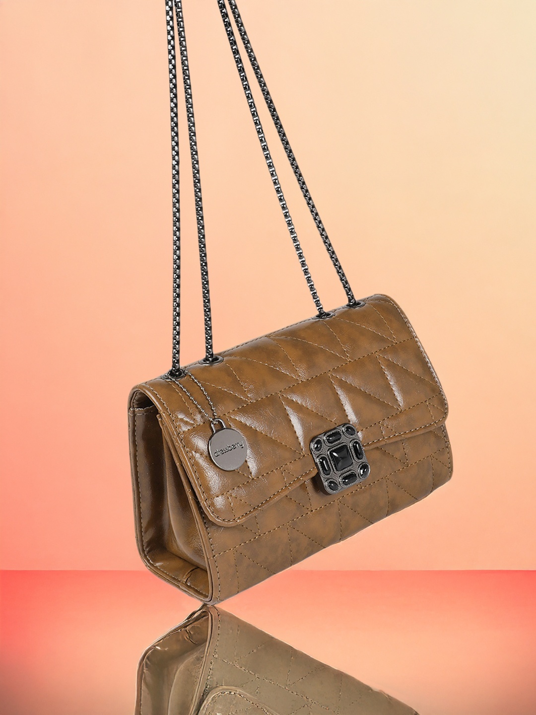 

DressBerry Textured Structured Shoulder Bag, Brown