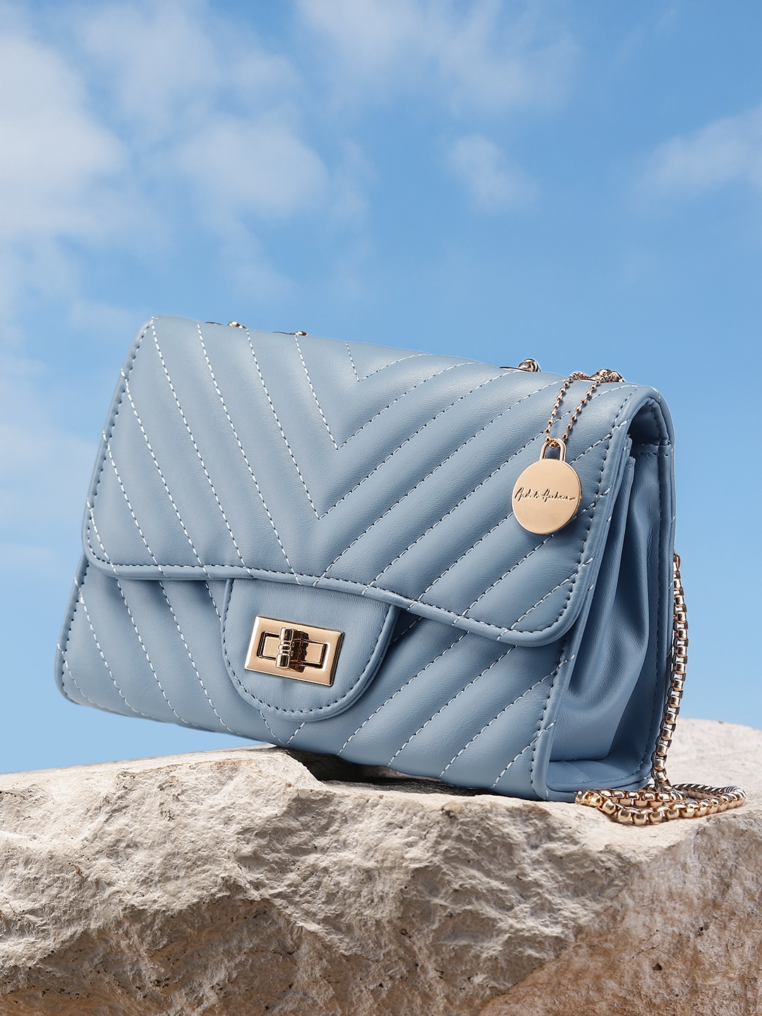 

Mast & Harbour Structured Shoulder Bag with Quilted Detail, Blue