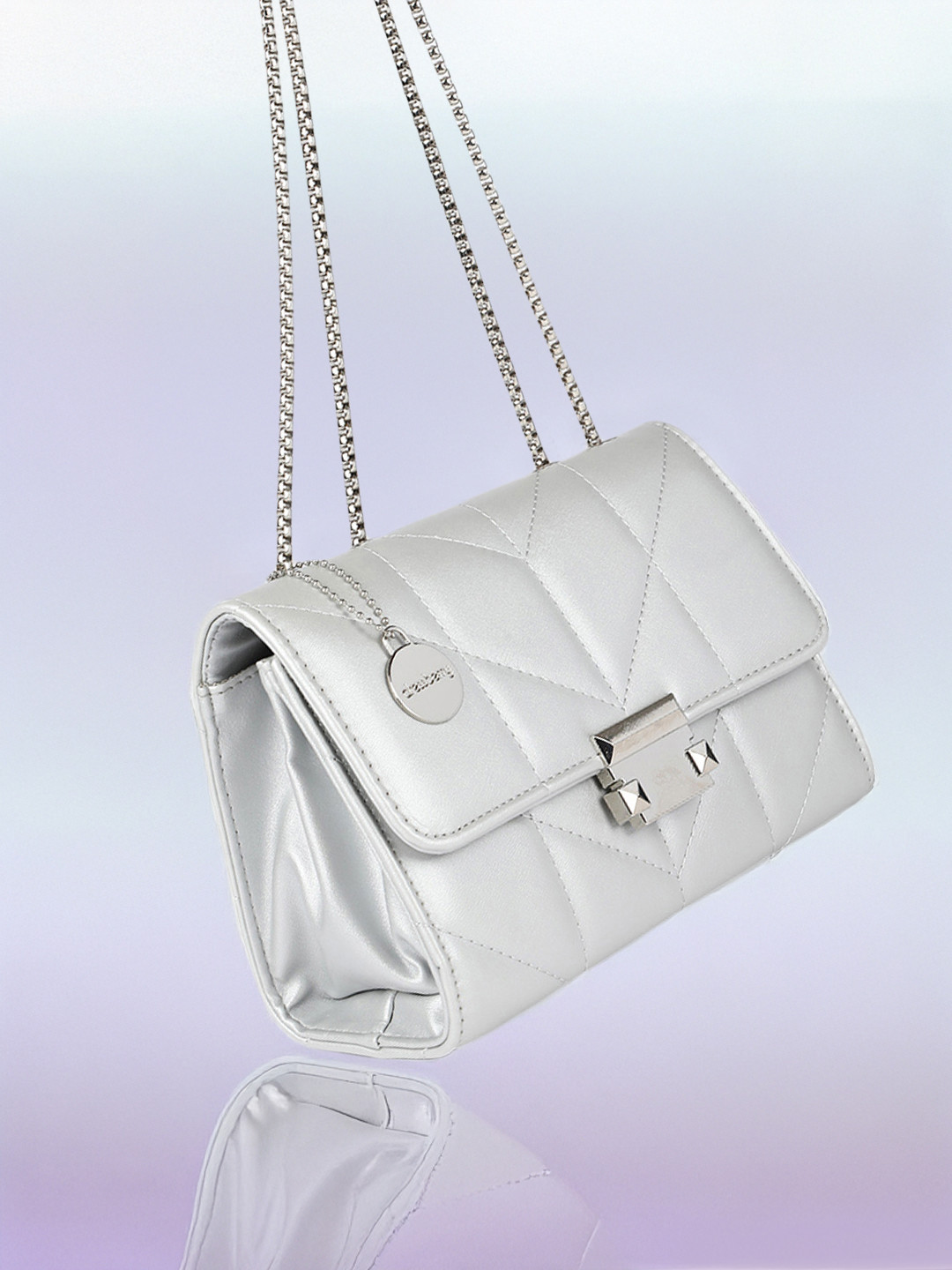 

DressBerry Structured Quilted Shoulder Bag, Silver