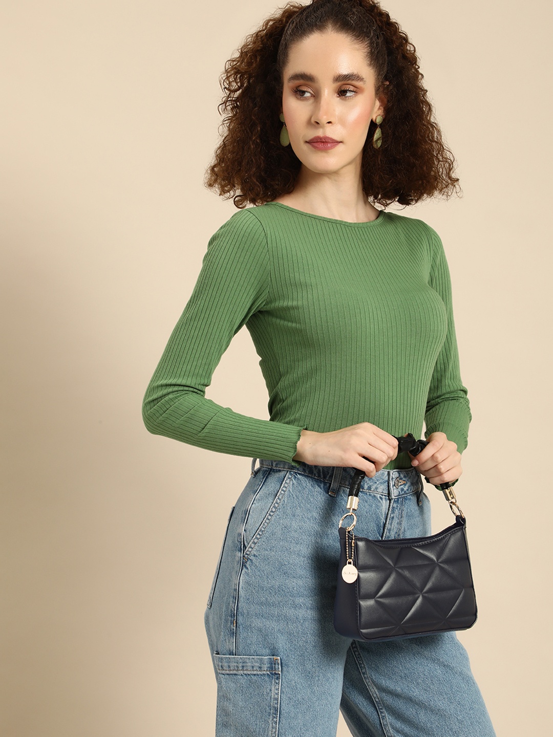 

DressBerry Geometric Structured Handheld Bag with Quilted, Black