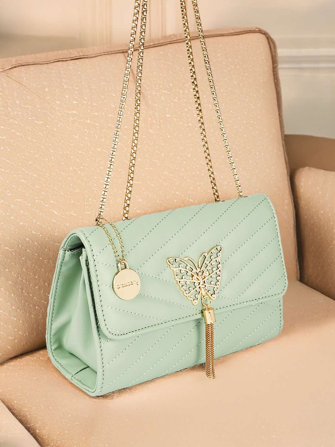 

DressBerry Structured Quilted Shoulder Bag, Green