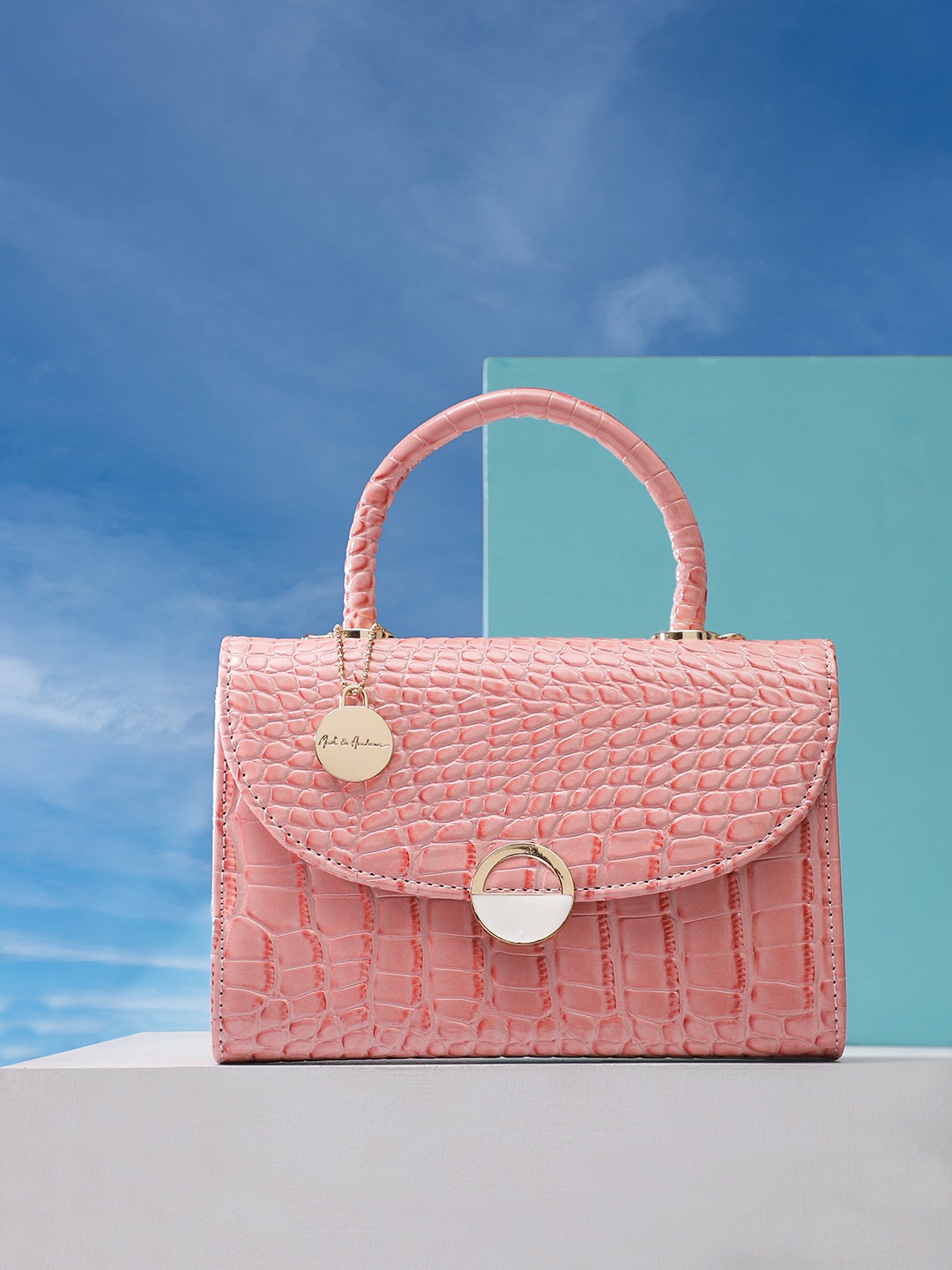 

Mast & Harbour Croc Textured Structured Satchel, Pink