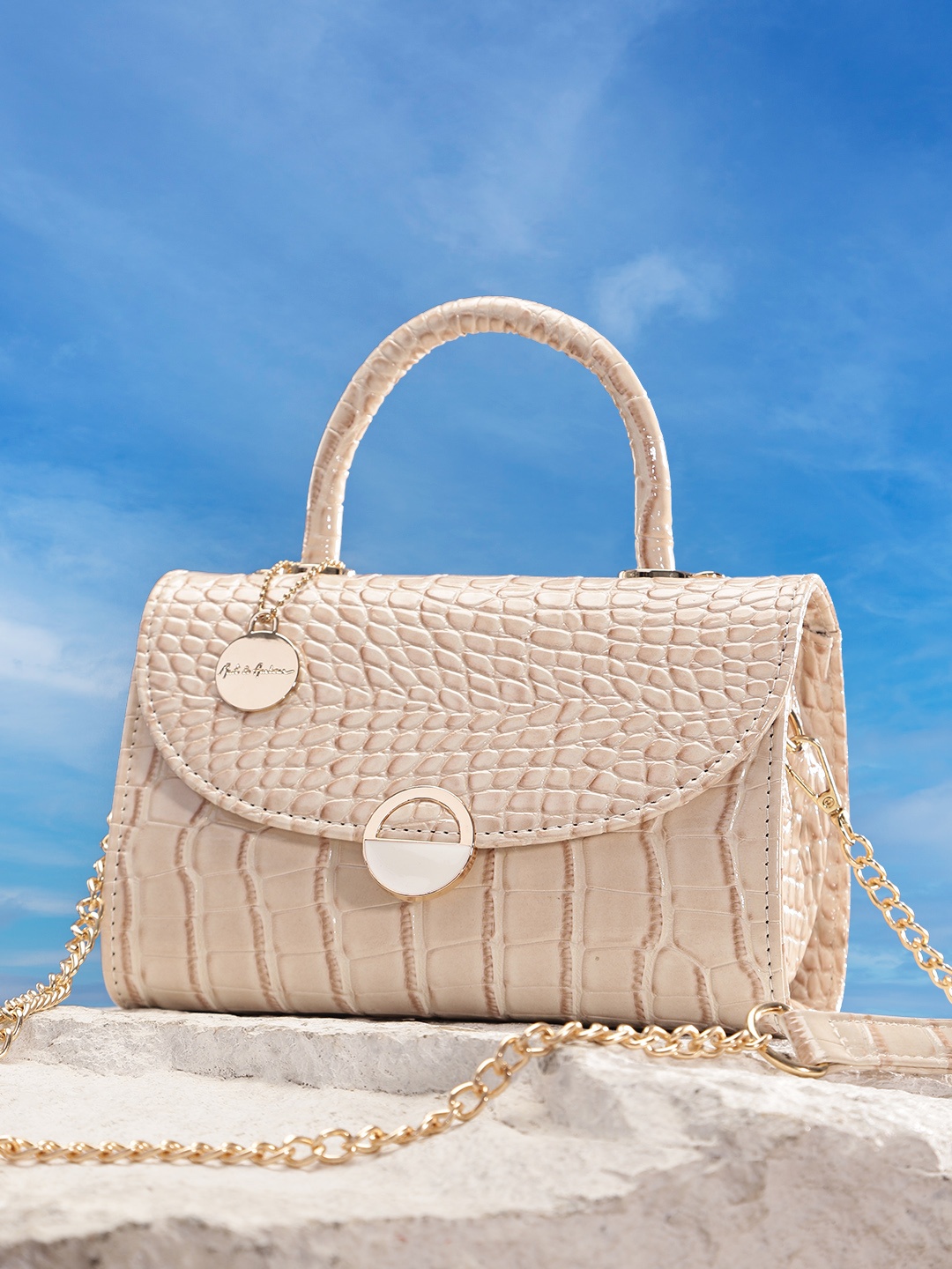 

Mast & Harbour Animal Textured Structured Satchel, Beige