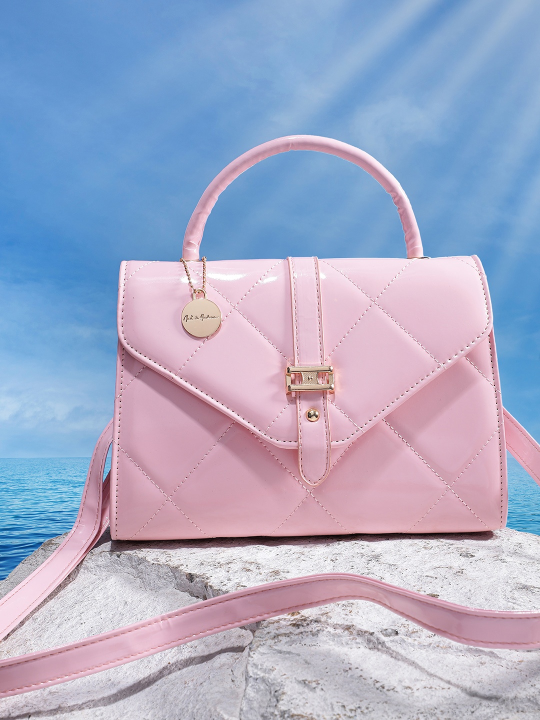

Mast & Harbour Structured Quilted Satchel, Pink