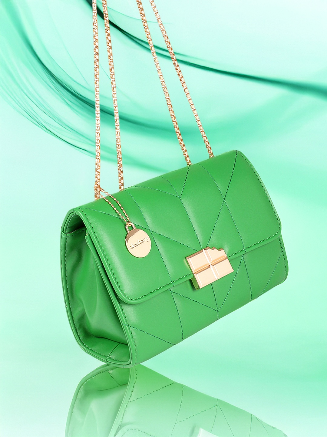 

DressBerry Structured Quilted Shoulder Bag, Green