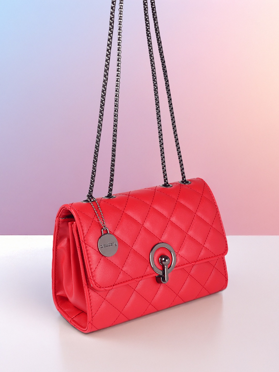 

DressBerry Structured Shoulder Bag with Quilted Detail, Red