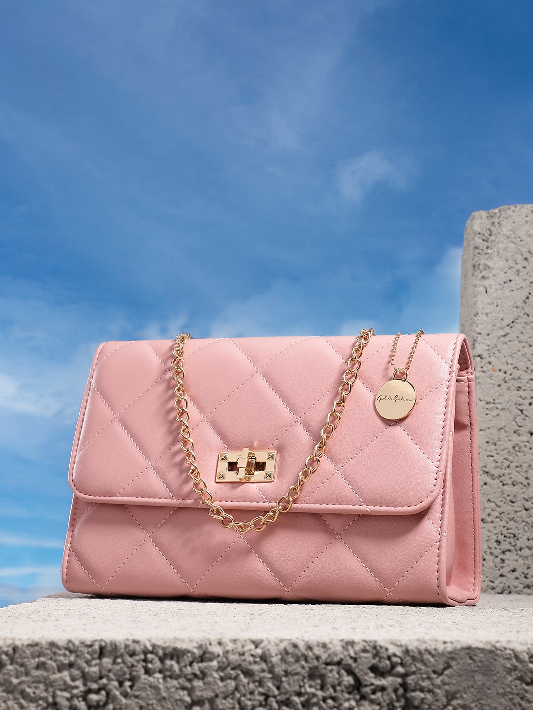 

Mast & Harbour Structured Quilted Shoulder Bag, Pink