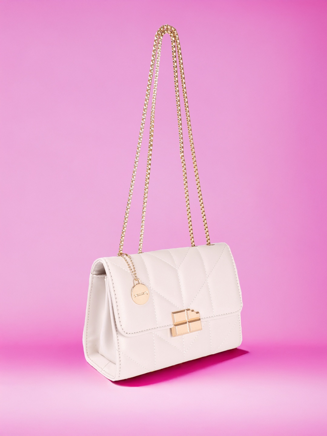 

DressBerry Structured Quilted Shoulder Bag, Off white