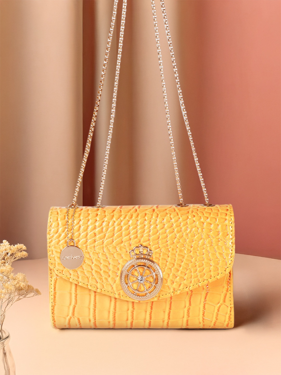 

DressBerry Animal Textured Structured Shoulder Bag, Yellow