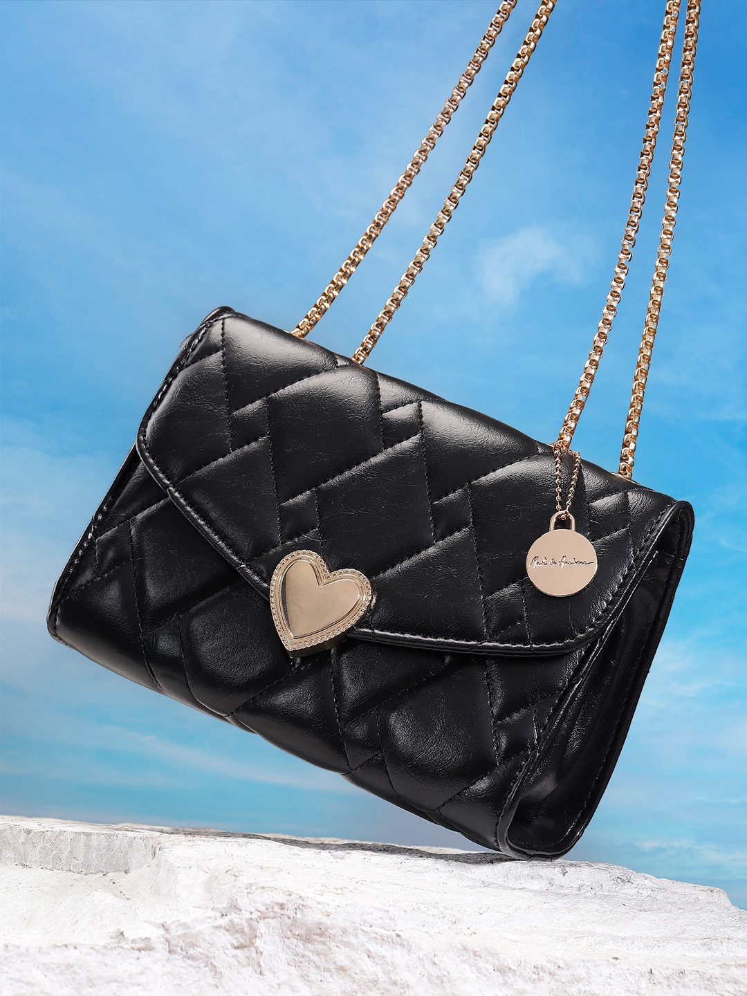 

Mast & Harbour Structured Shoulder Bag with Quilted Detail, Black