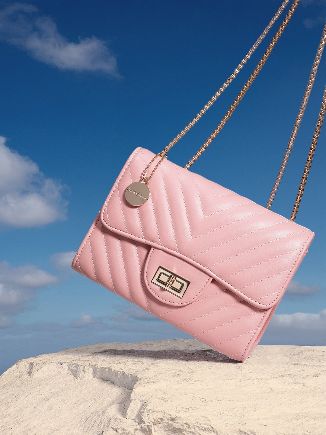 

Mast & Harbour Structured Quilted Shoulder Bag, Pink