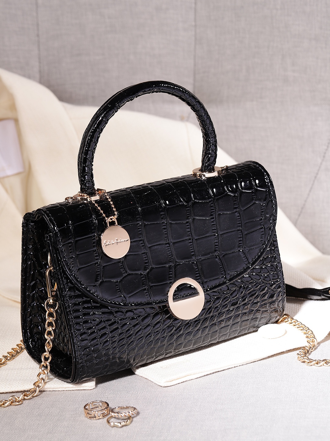 

Mast & Harbour Animal Textured Structured Satchel, Black