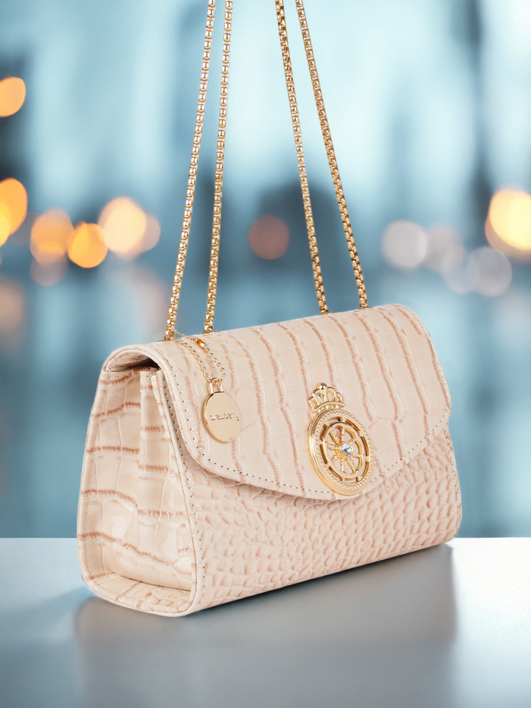 

DressBerry Animal Textured Structured Shoulder Bag, Beige