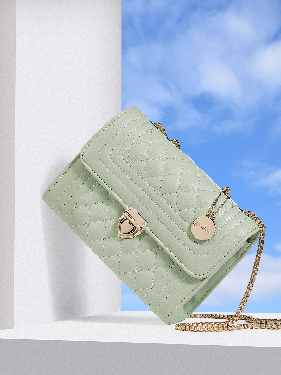 

Mast & Harbour Structured Quilted Shoulder Bag, Green