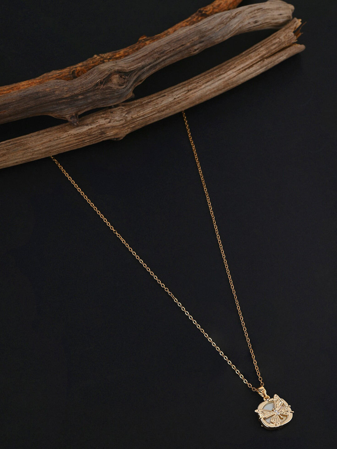 

E2O Gold-Plated Butterfly-Shaped Pendant With Chain