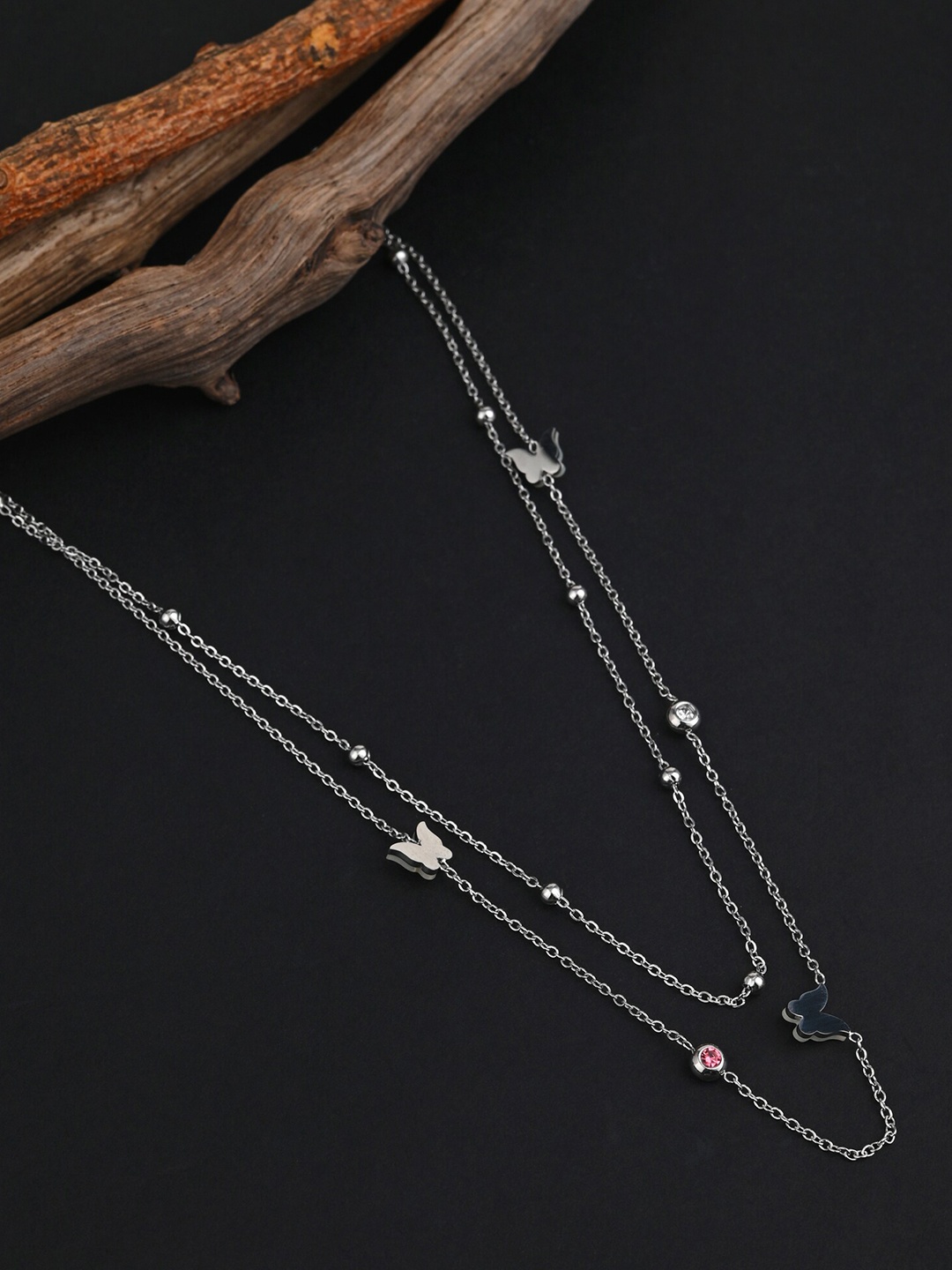 

E2O Gold-Plated Layered Necklace, Silver