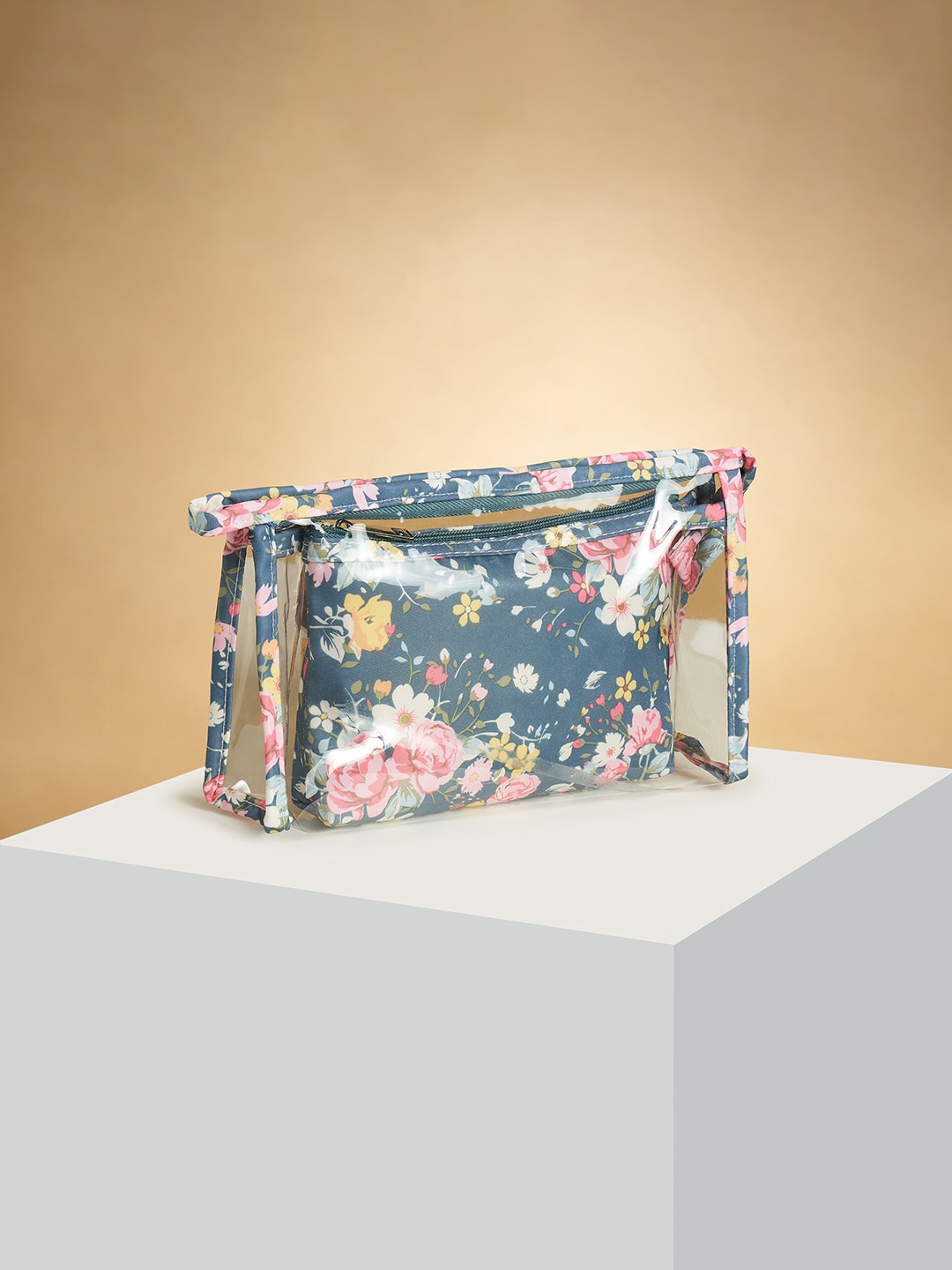

Forever Glam by Pantaloons Women Set of 2 Floral Printed Travel Pouch, Teal