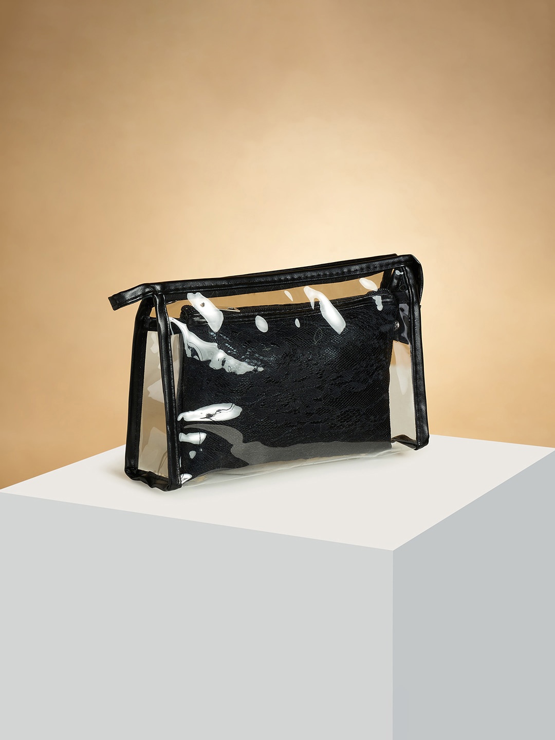 Forever Glam by Pantaloons Set Of 2 Cotton Travel Pouch, Black