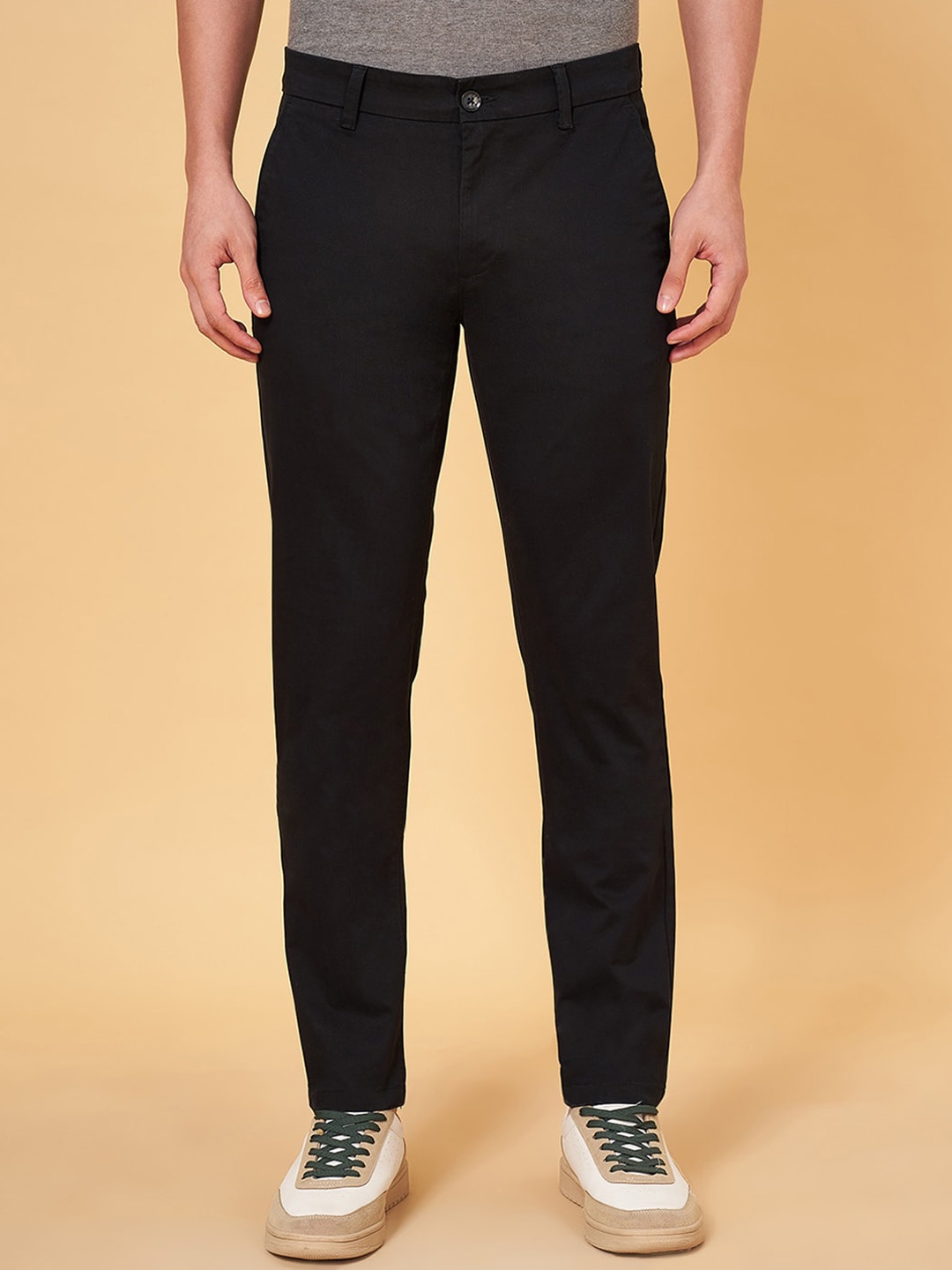

BYFORD by Pantaloons Men Slim Fit Cotton Regular Trousers, Black