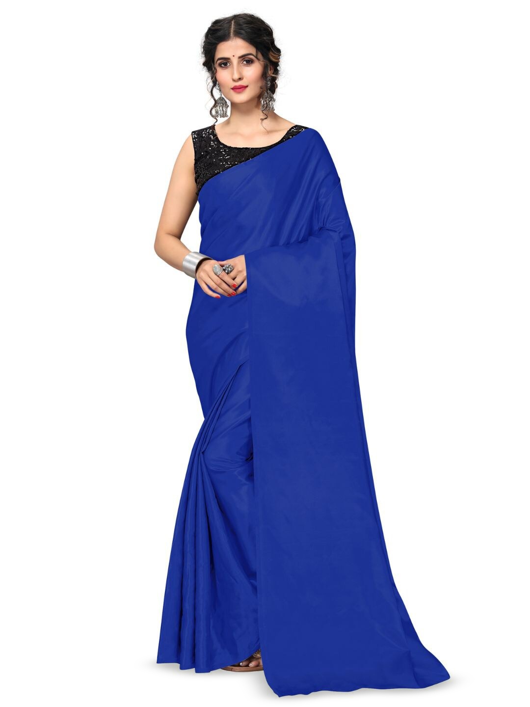 

Aruna Sarees Satin Saree, Blue