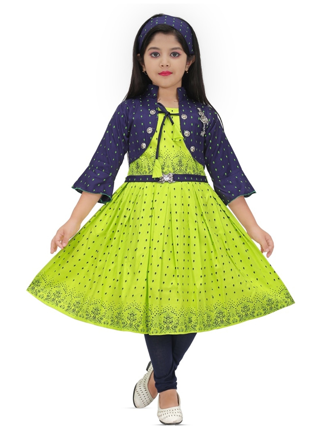 

BAESD Polka Dot Print Fit & Flare Midi Dress, Green