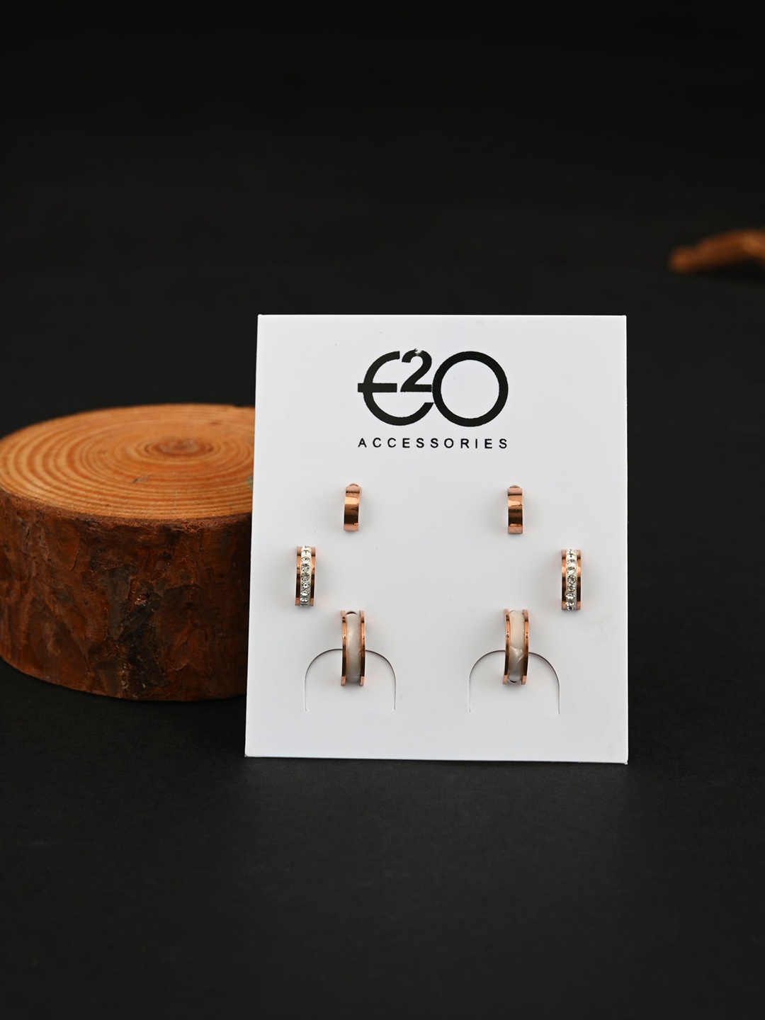 

E2O Set of 3 Gold-Plated Contemporary Half Hoop Earrings