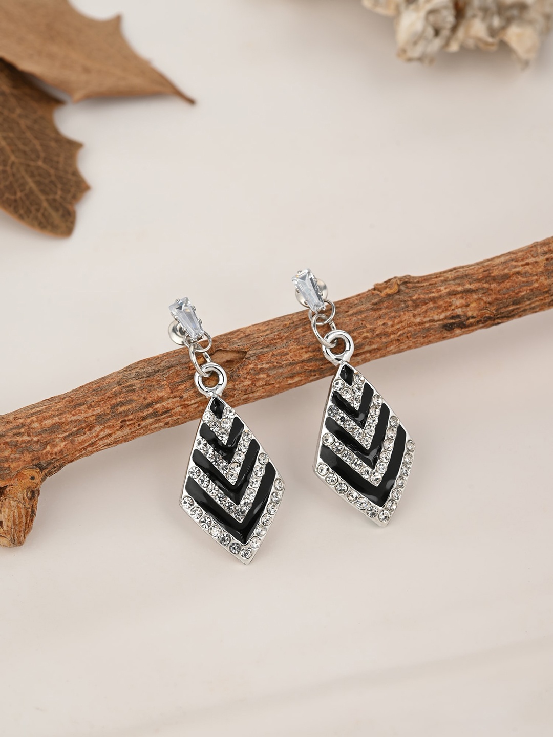 

E2O Gold-Plated Geometric Drop Earrings, Silver