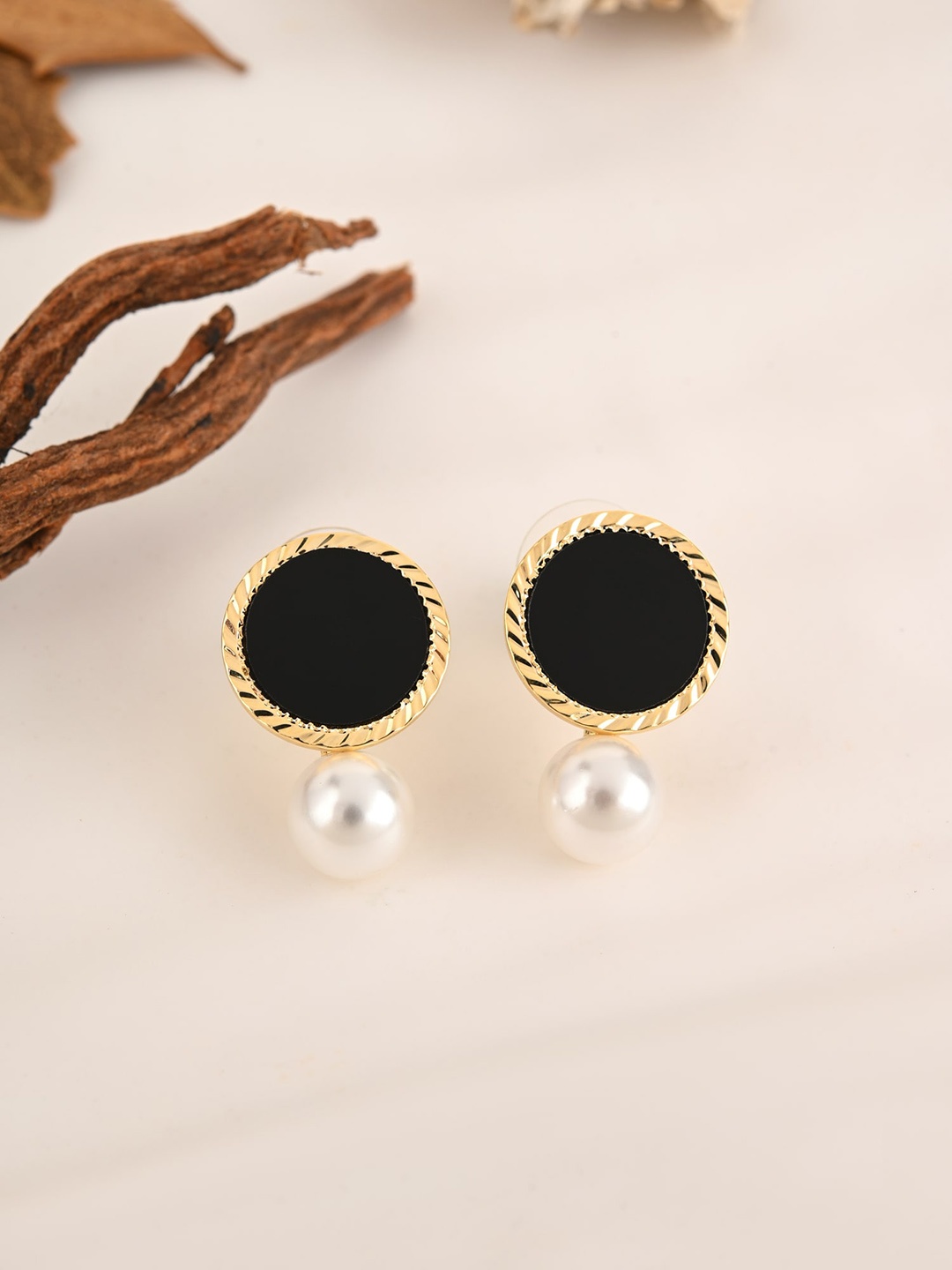 

E2O Gold-Plated Stone Studded Drop Earrings