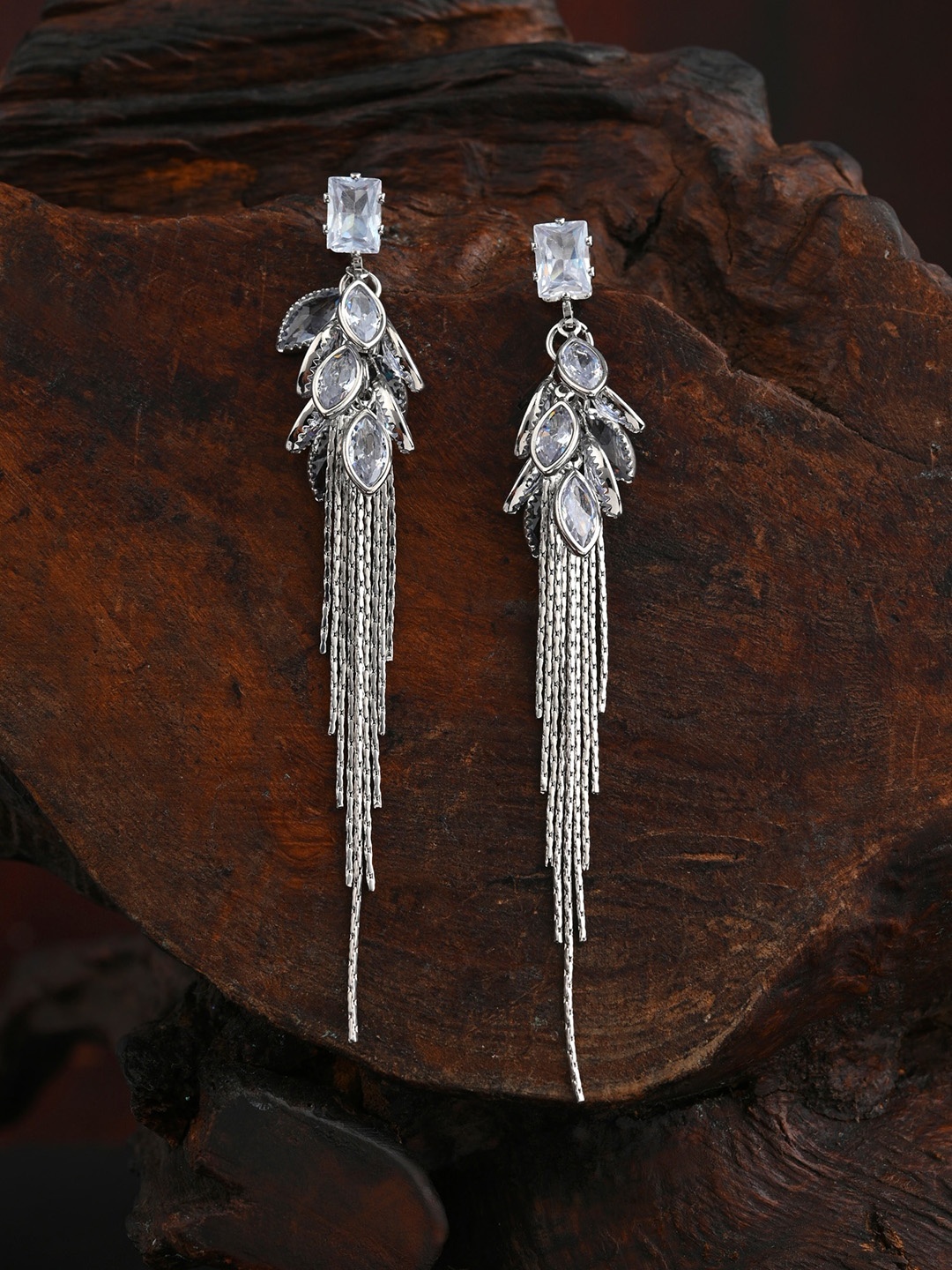 

E2O Contemporary Drop Earrings, Silver
