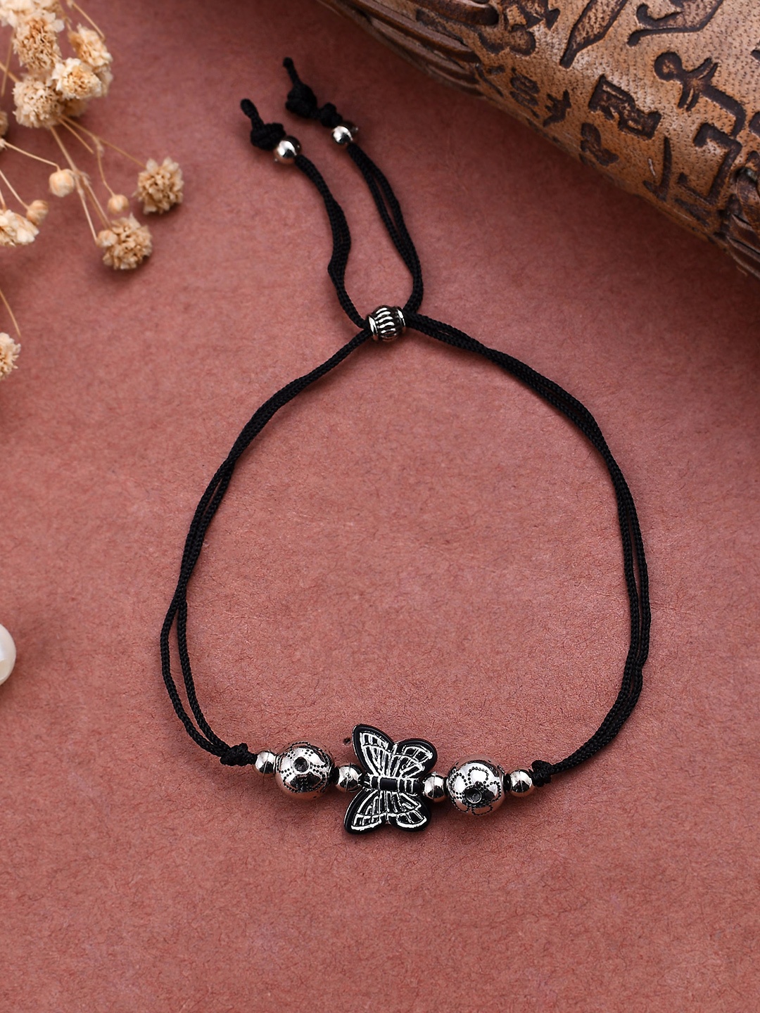 

Silvermerc Designs Silver-Plated Artificial Beads Beaded Anklet