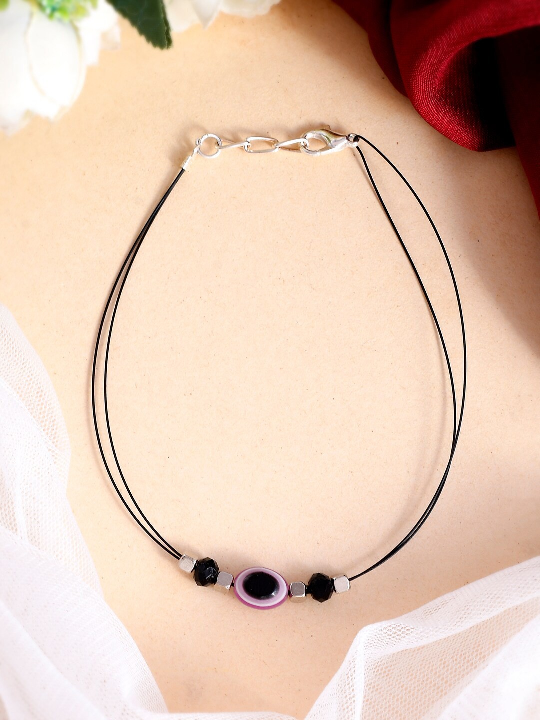 

Silvermerc Designs Silver-Plated Evil Eye Anklet