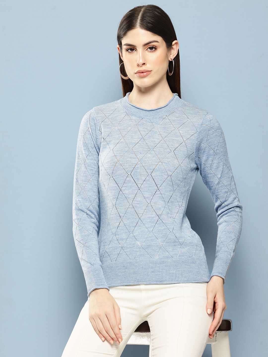 

Chemistry Open-Knit Pullover, Blue