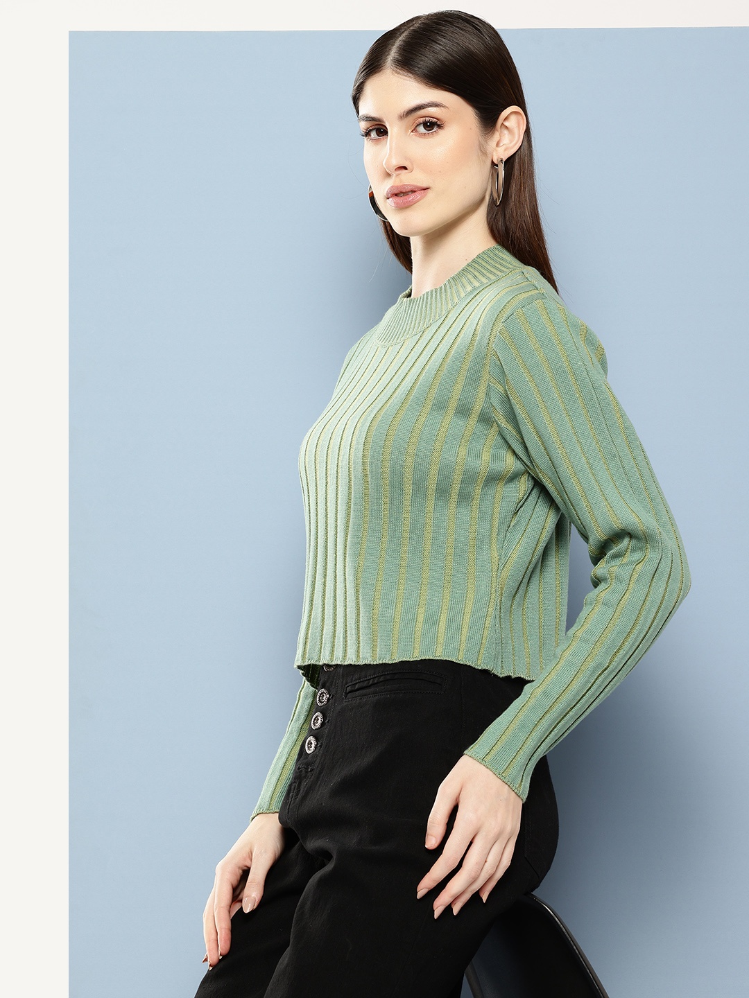 

Chemistry Acrylic Striped Pullover, Green