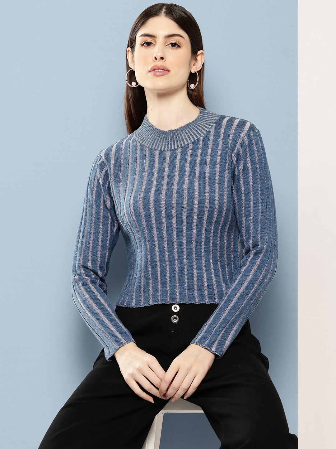 

Chemistry Acrylic Striped Pullover, Blue