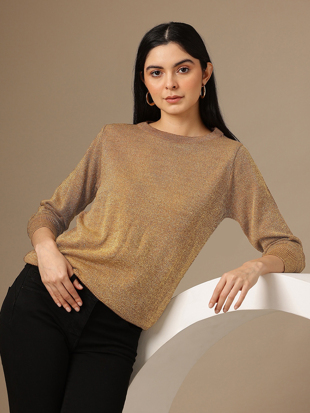 

Chemistry Knitted Pullover With Shimmer Detail, Brown