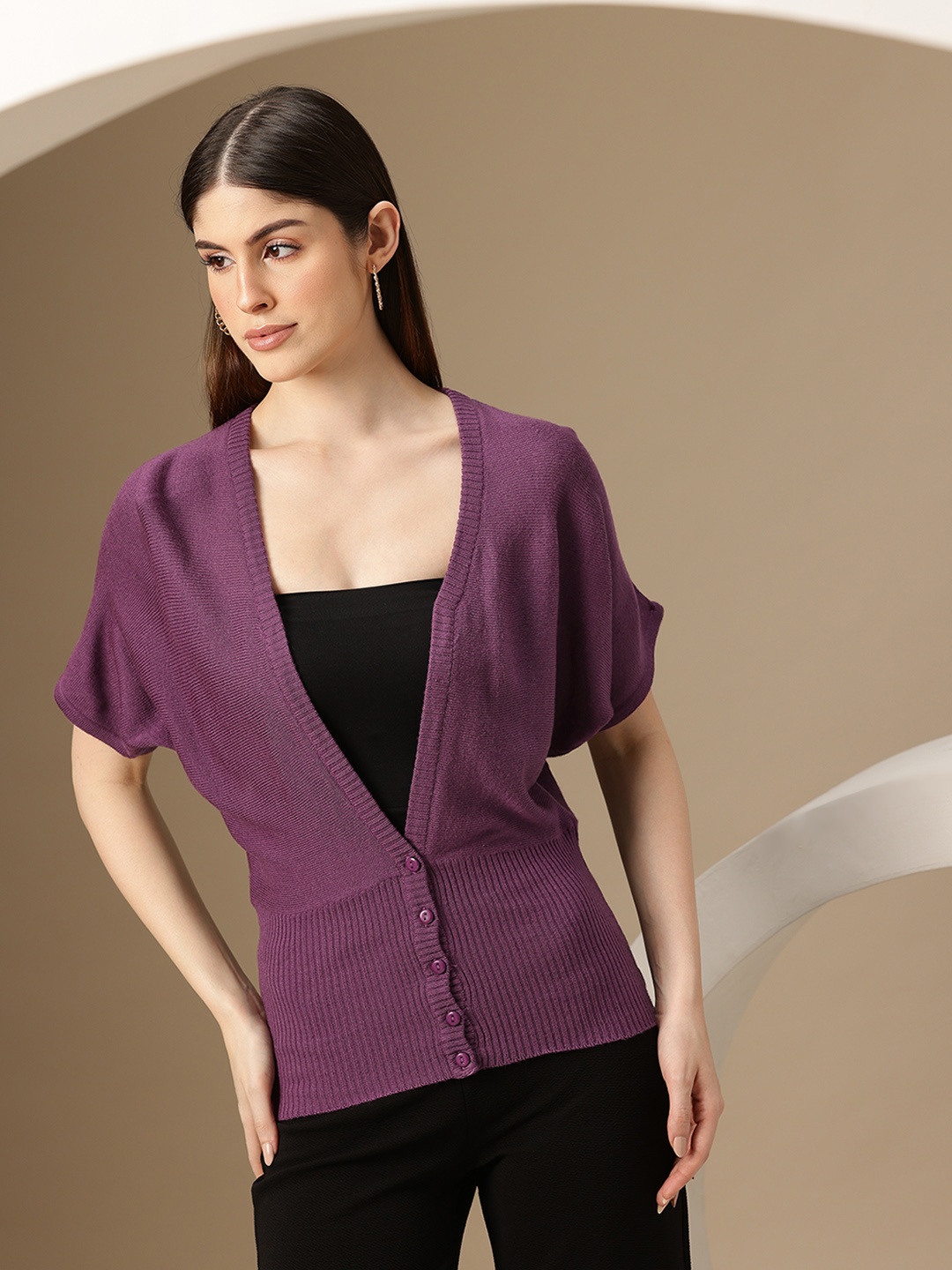 

Chemistry Knitted Acrylic Cardigan, Purple