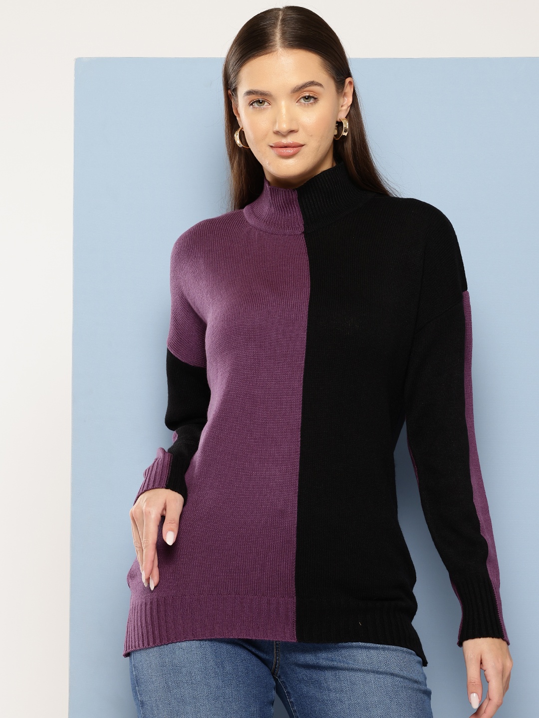 

Chemistry Colourblocked Longline Pullover, Purple