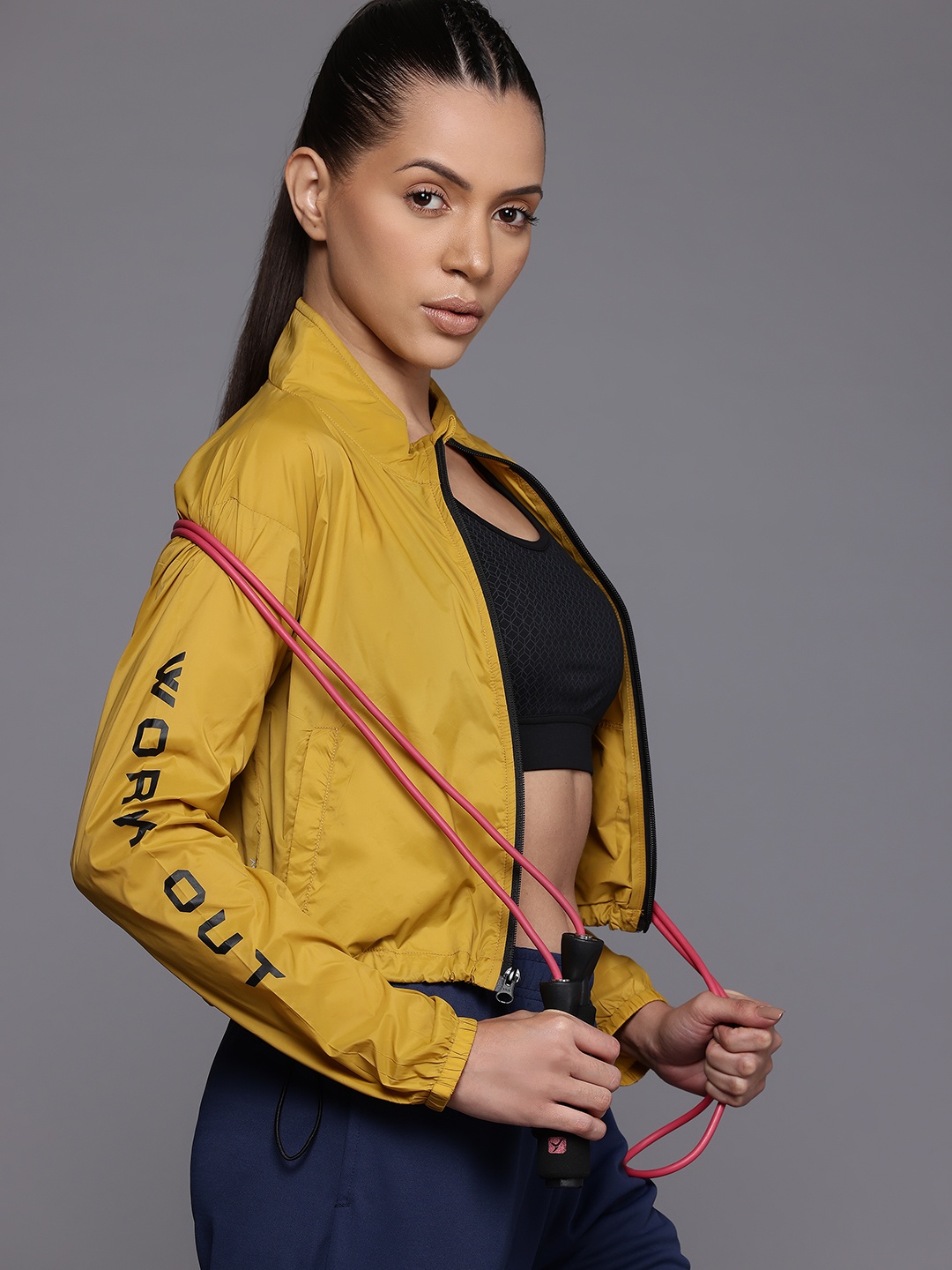 

HRX by Hrithik Roshan Rapid-Dry Crop Training Jacket, Mustard