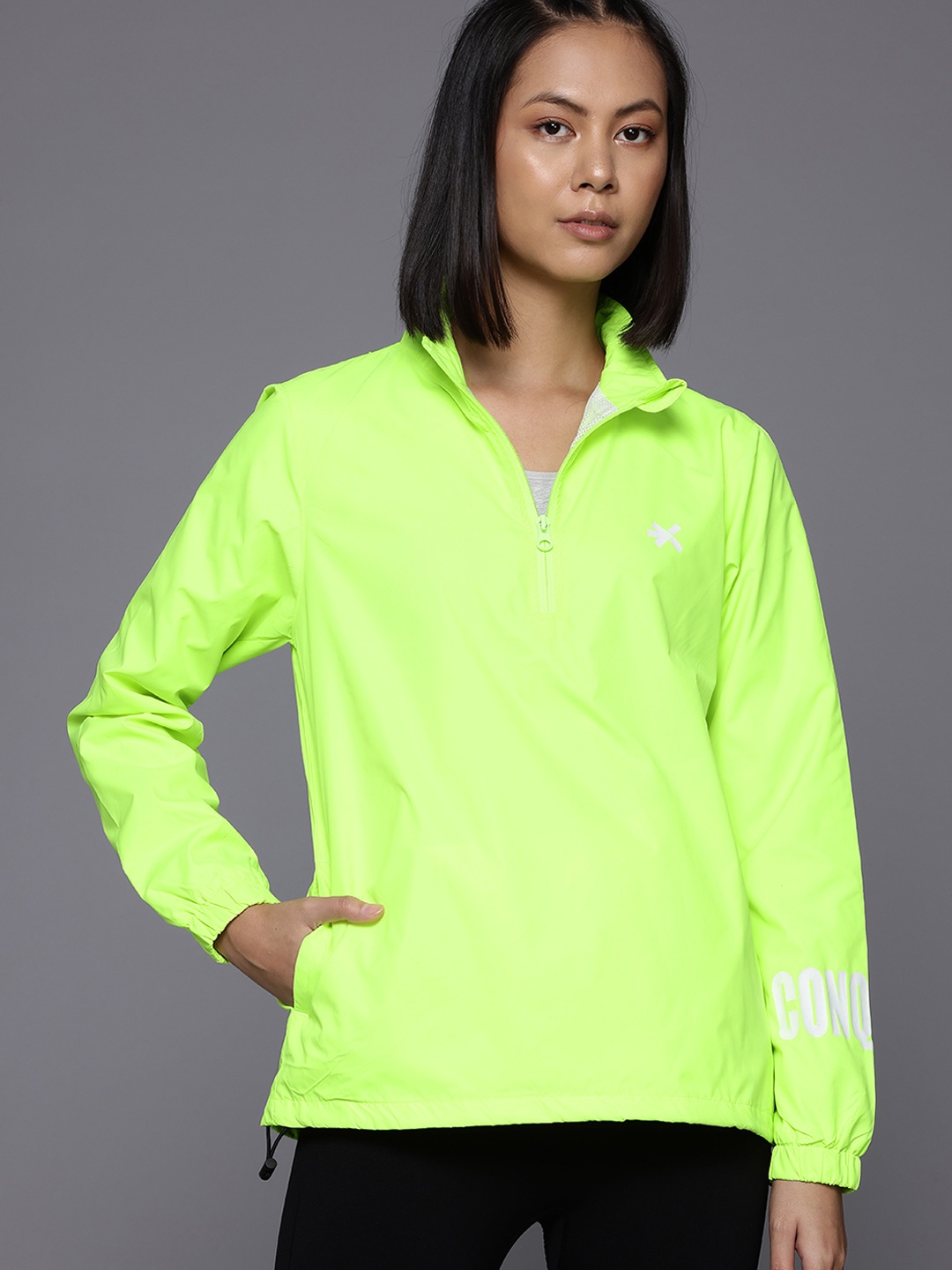 

HRX by Hrithik Roshan Rapid-Dry Training Half Zipper Jacket, Fluorescent green