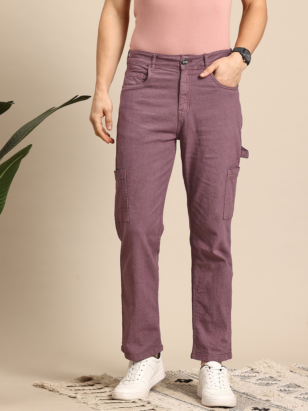 

Mast & Harbour Men Straight Fit Jeans, Purple